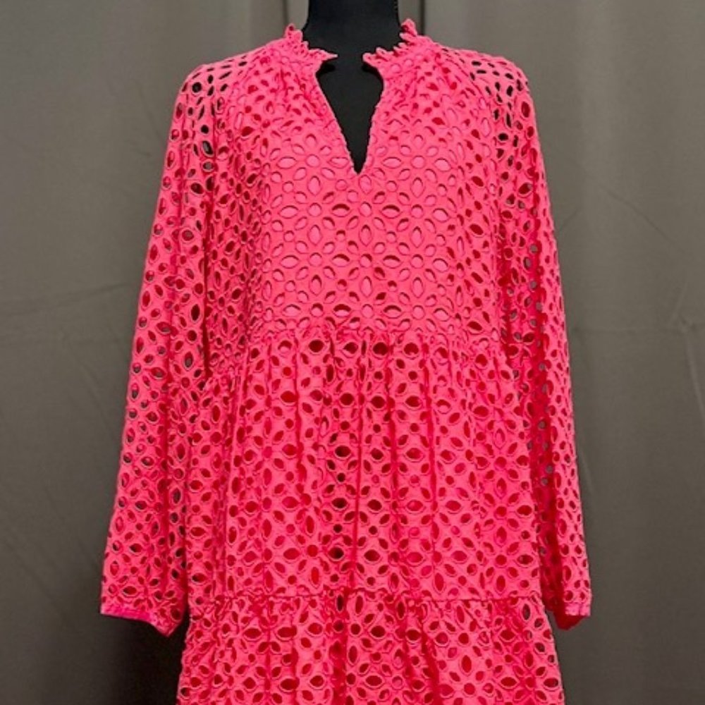 NWT J. Crew Pink Eyelet Dress Long Sleeve